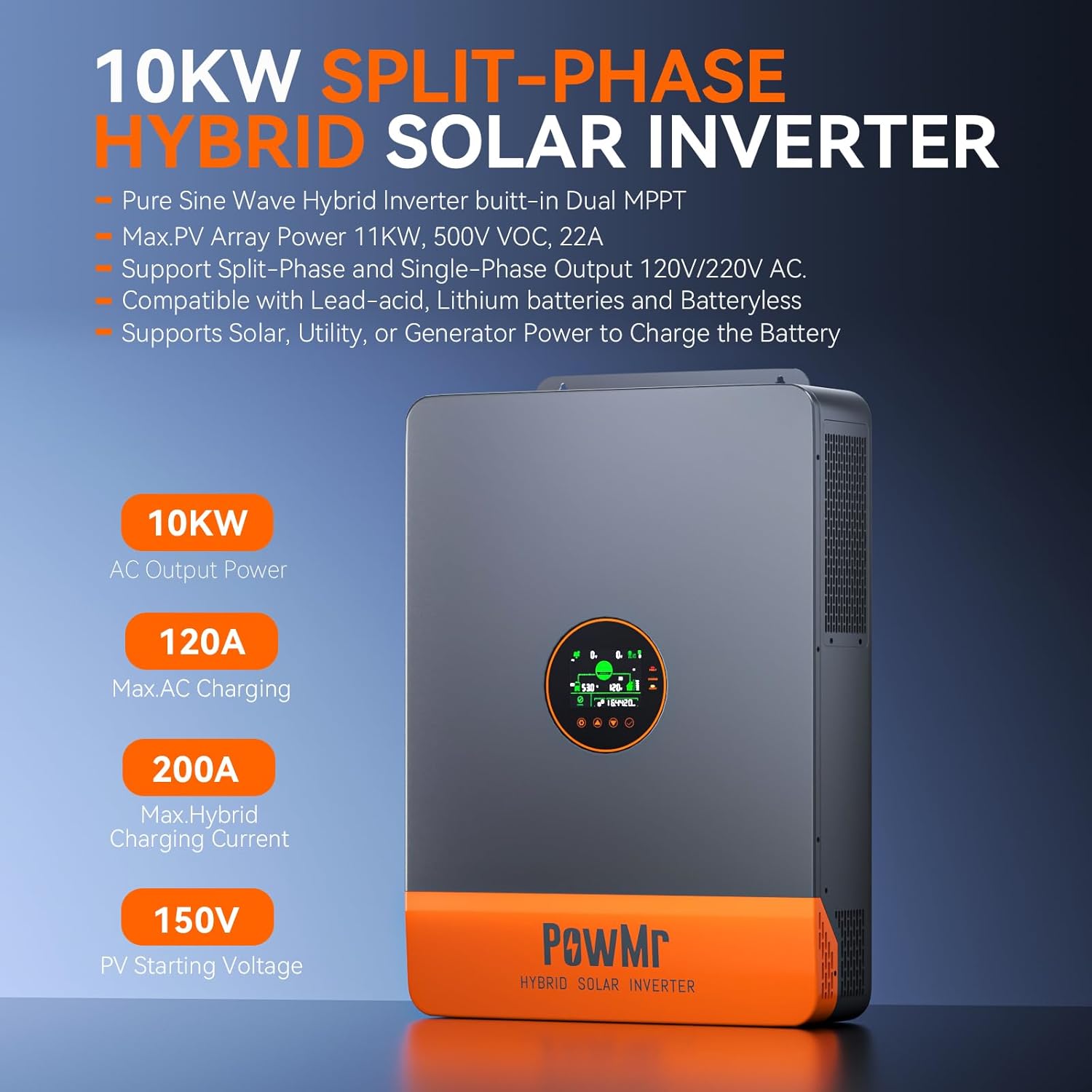 PowMr 10KW inversor de fase di - Flexible Solar Panel reseña y precio